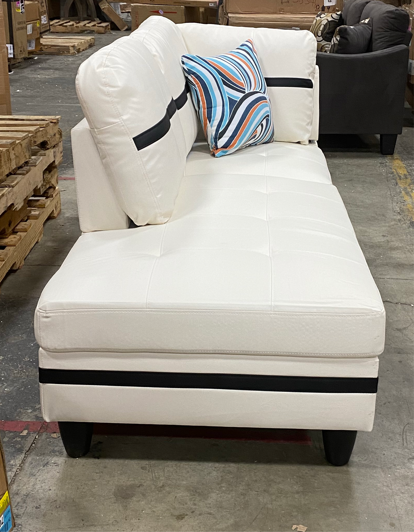 Lifestyle Furniture, Faux Leather, White CHAISE ONLY