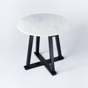 Round Marble Accent Table White/Black(1363)