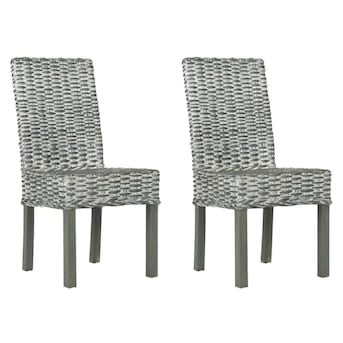 Set of 2 Wheatley Coastal Gray White Wash Accent Chair - #170CE