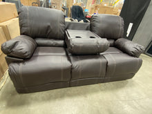 Load image into Gallery viewer, CorLiving Lea Chocolate Brown Faux Leather Reclining Sofa 6440RR

