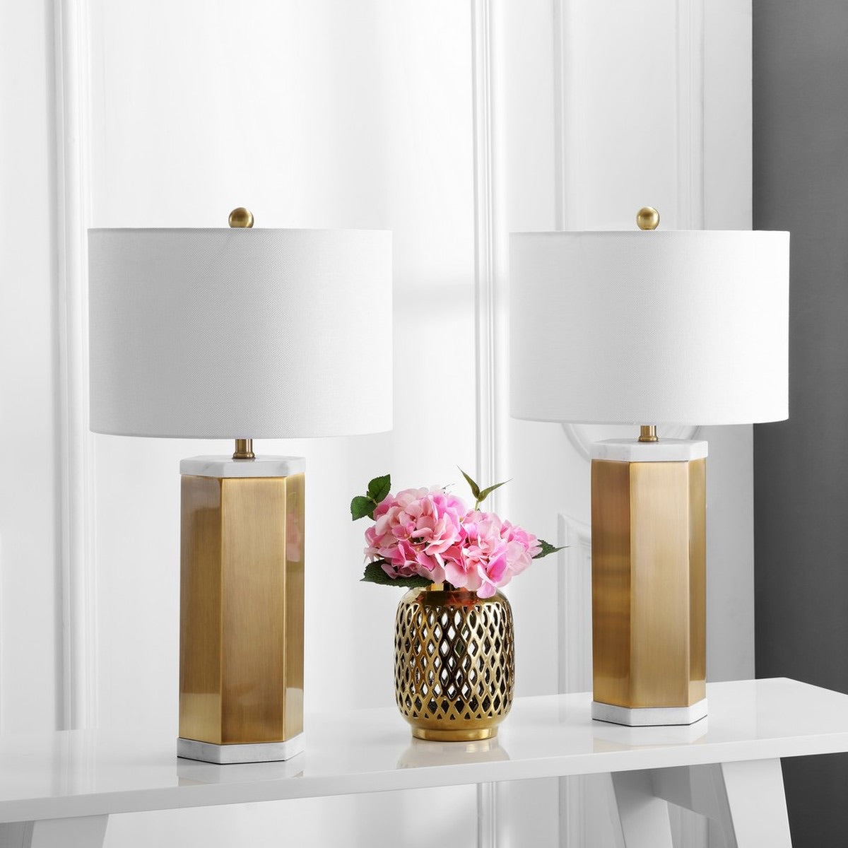 Alya SET OF 2 Standard Lamp Set with White Shades #692HW