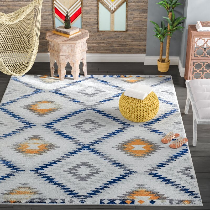 Geometric Ivory Area Rug 2 x 4(2019RR)