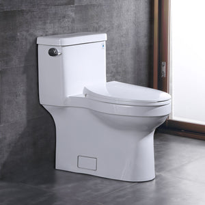 DeerValley Comfort Height 1.28 GPF (Water Efficient) Elongated One-Piece Toilet with Left-Hand Trip Lever (Soft Closing Seat Included) #315HW