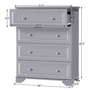 Essex 4 Drawer Dresser-Gray #296-NT