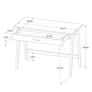 Paulo Wood Writing Desk with Drawer Weathered White(1180)