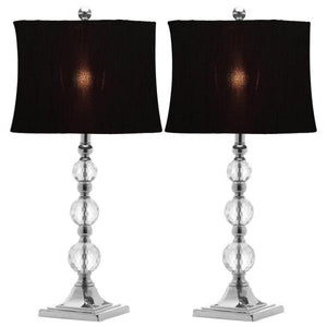 Maeve 28 in. Clear Crystal Ball Table Lamp with Black Shade (Set of 2) - #130CE
