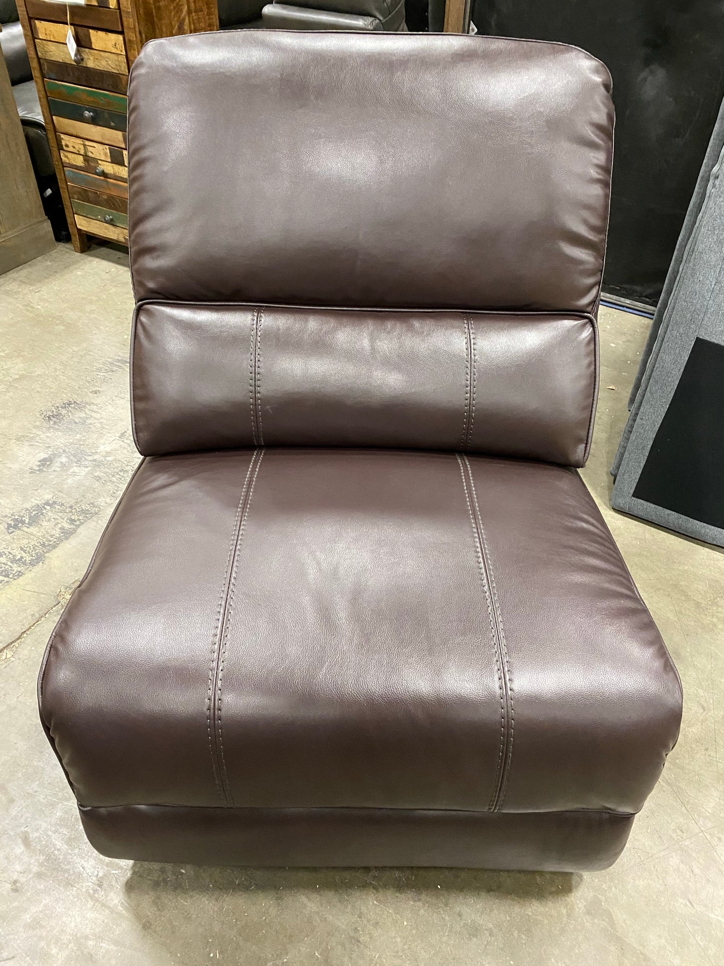 Saul Faux Leather Armless Chair ONLY Dark Brown