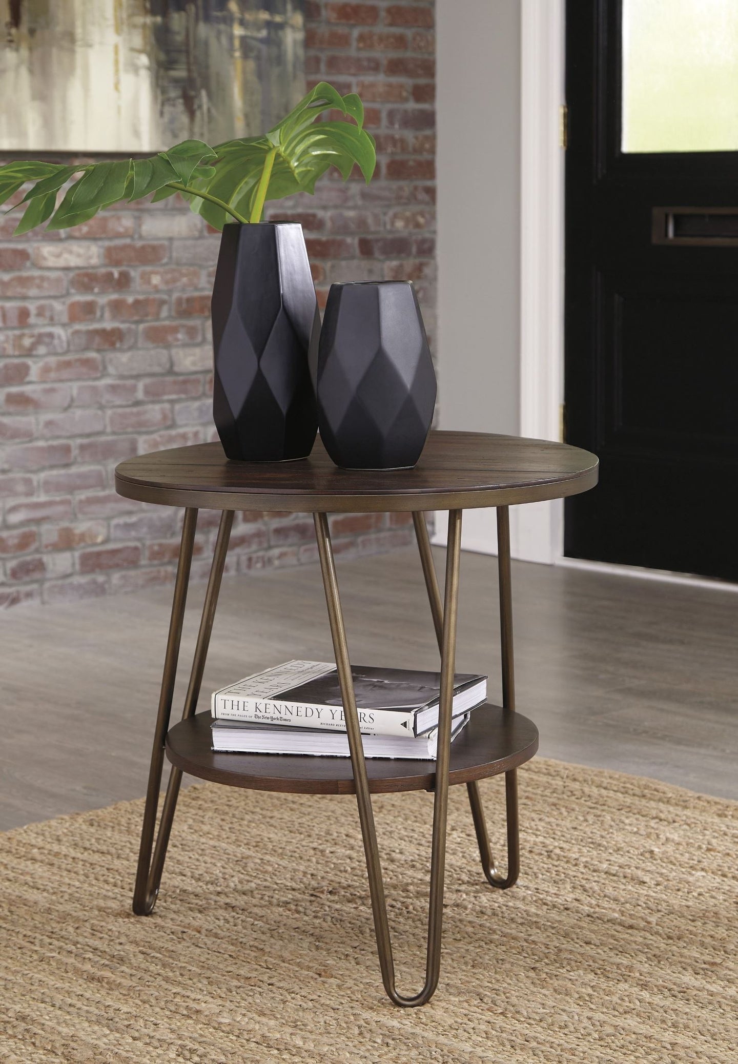 Lettori Brown Round End Table #4270