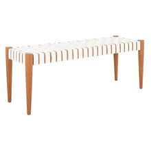 Load image into Gallery viewer, Amalia Leather Weave Bench White/Oak(1648RR)
