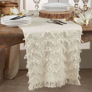 72" x 16" Cotton Fringed Chevron Table Runner (ND146)