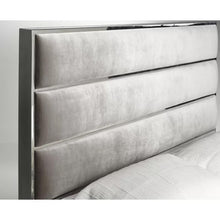 Load image into Gallery viewer, Baylor King Uphostered Platform **HEADBOARD ONLY** White Velvet Upholstery Fabric AS IS
