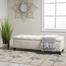 Load image into Gallery viewer, Noble House Ivory Velvet Tufted Fabric Storage Bench
