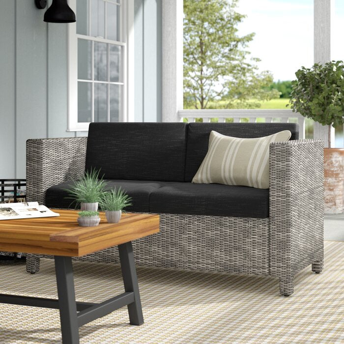 Furst Outdoor Loveseat with Cushions Gray/Black(627)