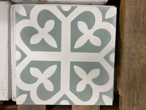 Lucky 8" x 8" Cement Field Tiles Aqua/White(2772RR-18 boxes)