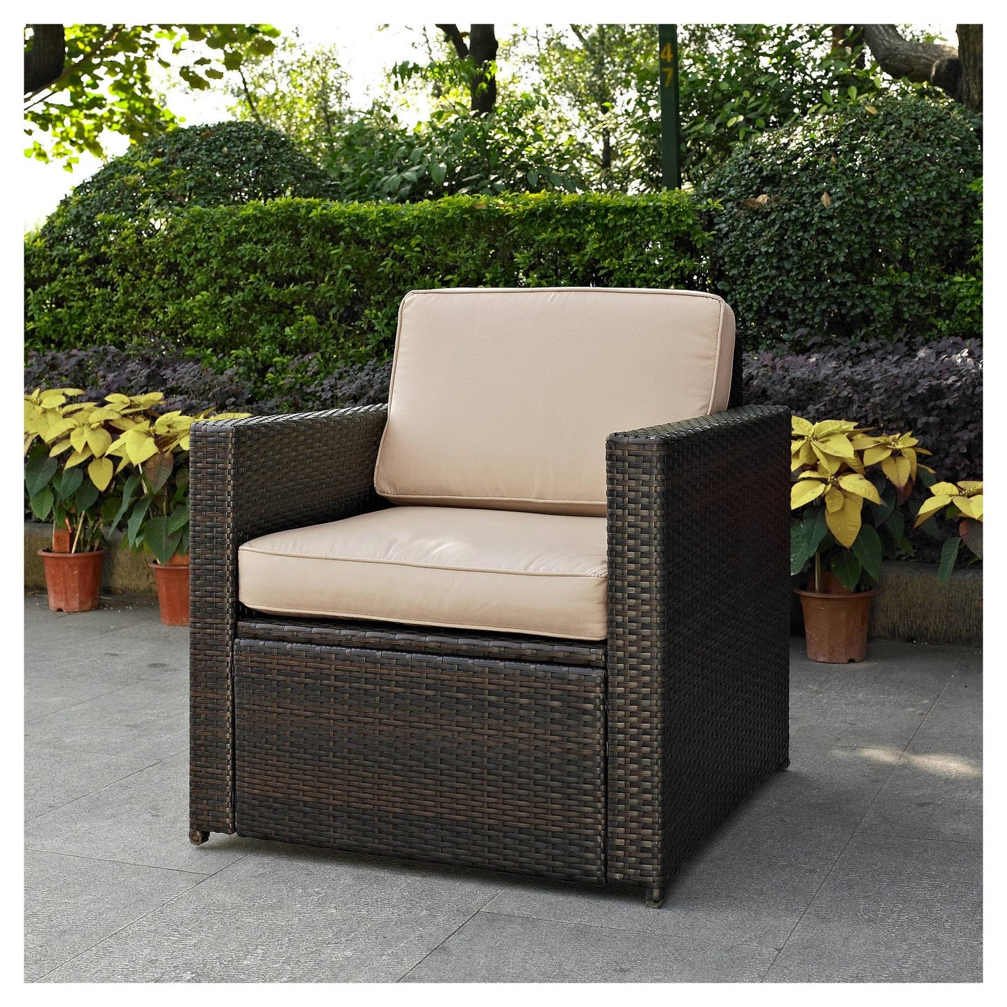 Crosley Palm Harbor Outdoor Wicker Arm Chair Sand/Brown 7603