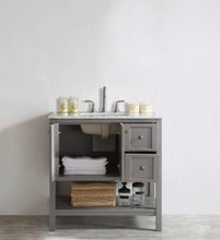 Load image into Gallery viewer, Florence 36 in. W x 22 in. D x 35 in. H Vanity in Grey with Marble Vanity Top in White with Basin #629HW
