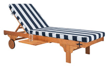 Load image into Gallery viewer, Newport Natural Brown 1-Piece Wood Outdoor Chaise Lounge Chair Natural/Navy Stripe(507)
