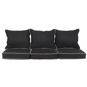 Indoor/Outdoor Sunbrella 3 Seat Loveseat/Sofa Cushion Set Black/White(1253)