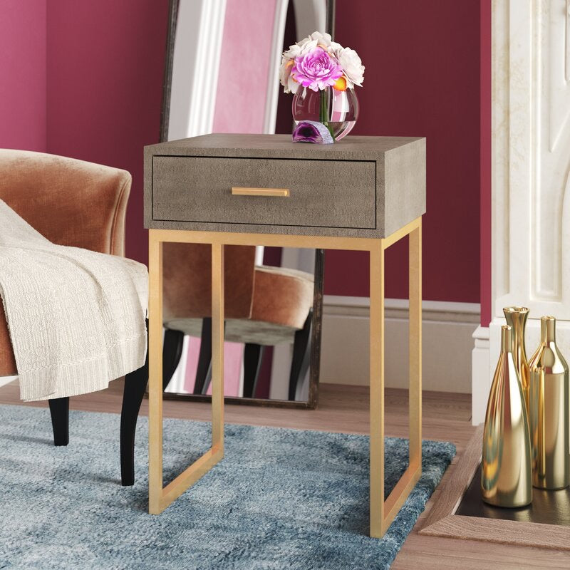 Roxanna End Table Embossed Gray/Gold(1769RR)