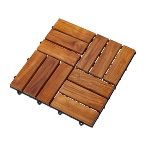 Nordic Style Brown 11.8" x 11.8" Teak Wood Interlocking Deck Tiles(732-2 boxes)