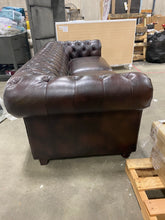 Load image into Gallery viewer, Caine Faux Leather Rolled Arm Chesterfield Sofa Dark Brown #2577HW
