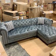 Load image into Gallery viewer, Lora 97&quot; Wide Gray Velvet Right Hand Facing Sofa &amp; Chaise

