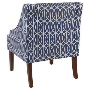 Finley Swoop Arm Accent Chair Blue Trellis Print(1431)