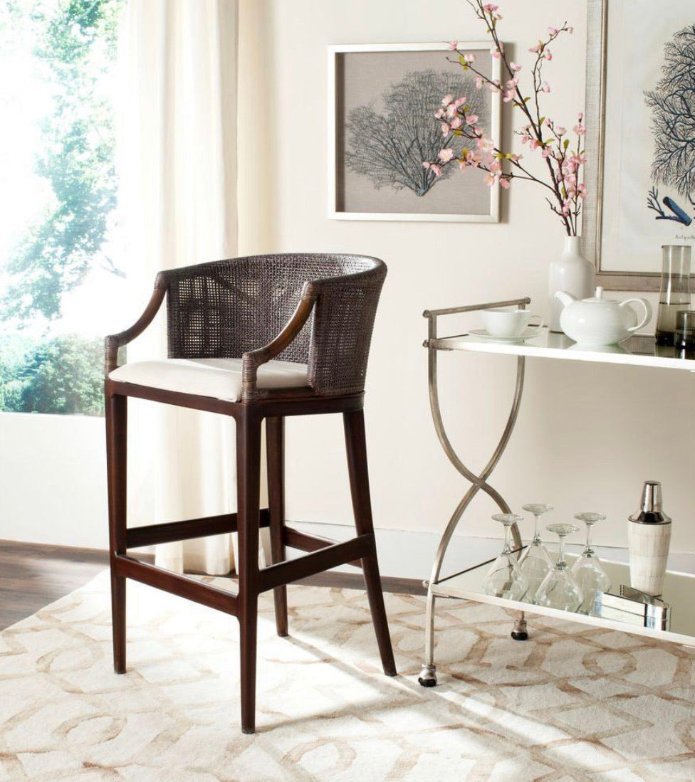 Brando 28” Bar Stool Upholstery: Brown/Cream #4574