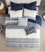 Load image into Gallery viewer, Mila 3pc Cotton Duvet Set King Navy/White(1602RR)
