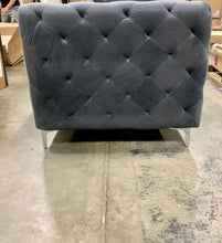 Load image into Gallery viewer, Grey Velvet Chaise Sectional Piece AS IS
