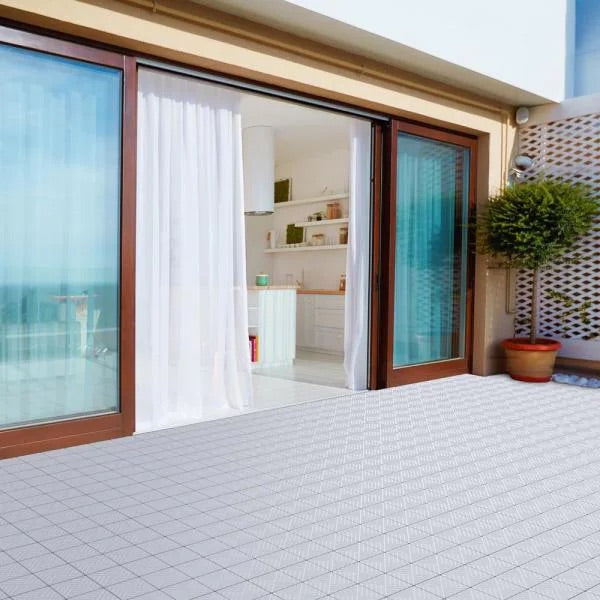 11.5 in. x 11.5 in. Outdoor Interlocking Polypropylene Patio and Deck Tile Flooring in Grey (Set of 18) MRM3110