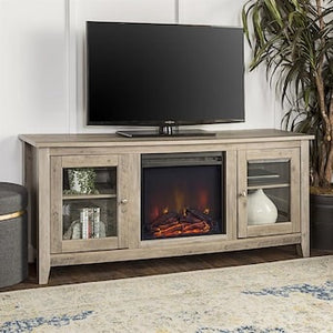 Walker Edison Grey Wash Fireplace TV Stand(477)