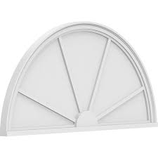 30-INCH W X 15-INCH H X 2-INCH P HALF ROUND 4 SPOKE ARCHITECTURAL GRADE PVC PEDIMENT #1309HW