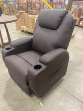 Load image into Gallery viewer, Lacoo Power Lift Recliner with Massage and Heat, Brown Faux Leather **AS IS**
