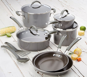 12-Piece Cucina Hard Porcelain Enamel Cookware Se