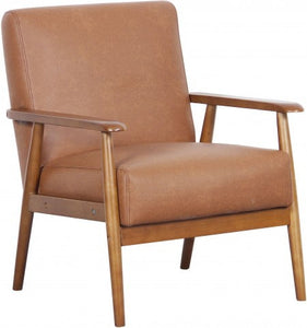 Lummus Cognac Wood Frame Upholstered Accent Chair 7480