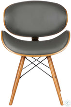 Load image into Gallery viewer, Cassie Mid-Century Dining Chair in Walnut Wood and Gray Faux Leather, #6288
