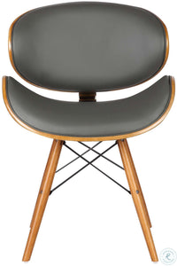 Cassie Mid-Century Dining Chair in Walnut Wood and Gray Faux Leather, #6288