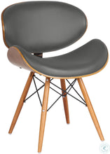 Load image into Gallery viewer, Cassie Mid-Century Dining Chair in Walnut Wood and Gray Faux Leather, #6288
