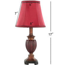 Load image into Gallery viewer, Hermione 16 in. Brown/Red Urn Table Lamp with Red Shade - Set of 2 (SB343)
