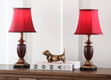 Load image into Gallery viewer, Hermione 16 in. Brown/Red Urn Table Lamp with Red Shade - Set of 2 (SB343)
