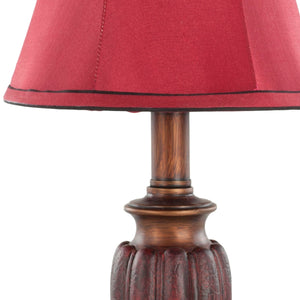Hermione 16 in. Brown/Red Urn Table Lamp with Red Shade - Set of 2 (SB343)