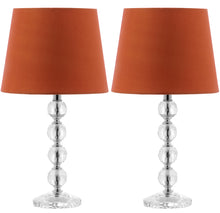 Load image into Gallery viewer, NOLA 16-INCH H STACKED CRYSTAL BALL ORANGE SHADE LAMP SET OF 2 #1665HW
