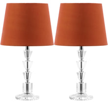 Load image into Gallery viewer, Harlow 16-Inch H Tiered Crystal Dark Grey Lamp With Orange Shade (Set of 2) #783HW
