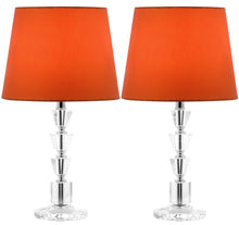 Load image into Gallery viewer, Harlow 16-Inch H Tiered Crystal Dark Grey Lamp With Orange Shade (Set of 2) #783HW

