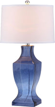 Load image into Gallery viewer, Safavieh Glass Bottom 1-Light Urn Table Lamps in Blue with Cotton Shade (Set of 2) 482CDR
