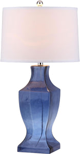 Safavieh Glass Bottom 1-Light Urn Table Lamps in Blue with Cotton Shade (Set of 2) 482CDR