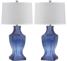 Load image into Gallery viewer, Safavieh Glass Bottom 1-Light Urn Table Lamps in Blue with Cotton Shade (Set of 2) 482CDR
