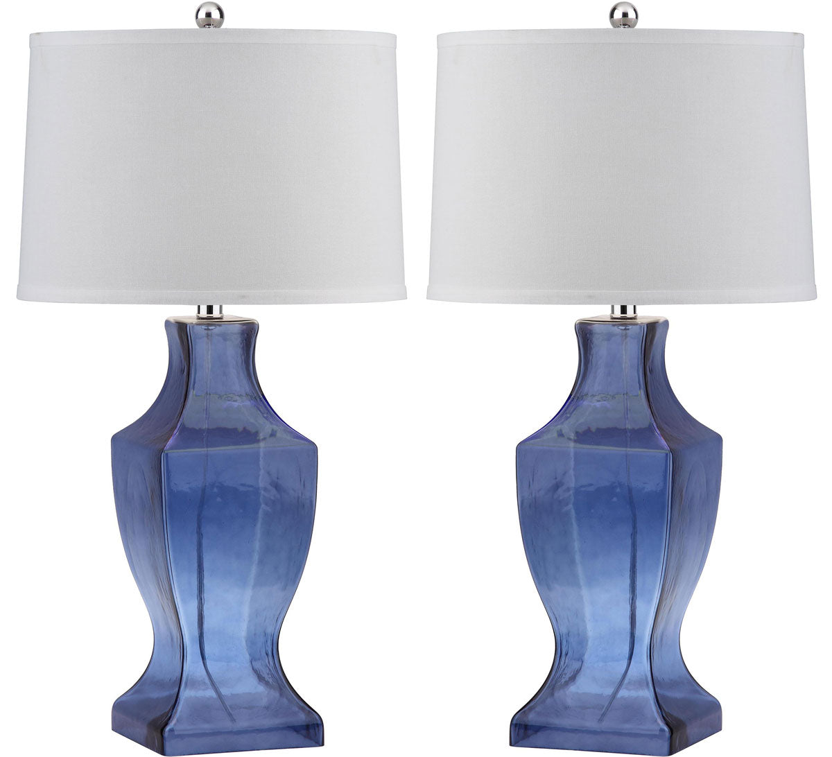 Safavieh Glass Bottom 1-Light Urn Table Lamps in Blue with Cotton Shade (Set of 2) 482CDR