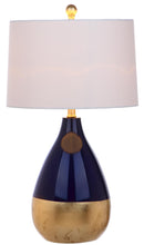 Load image into Gallery viewer, Kingship 24 in. Navy/Gold Gourd Table Lamp with Off-White Shade - AS IS (SB68)
